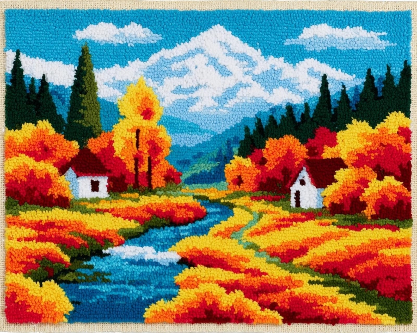 Wallphantom DIY Latch Hook Rug Kits for Adults,Autumn Landscape