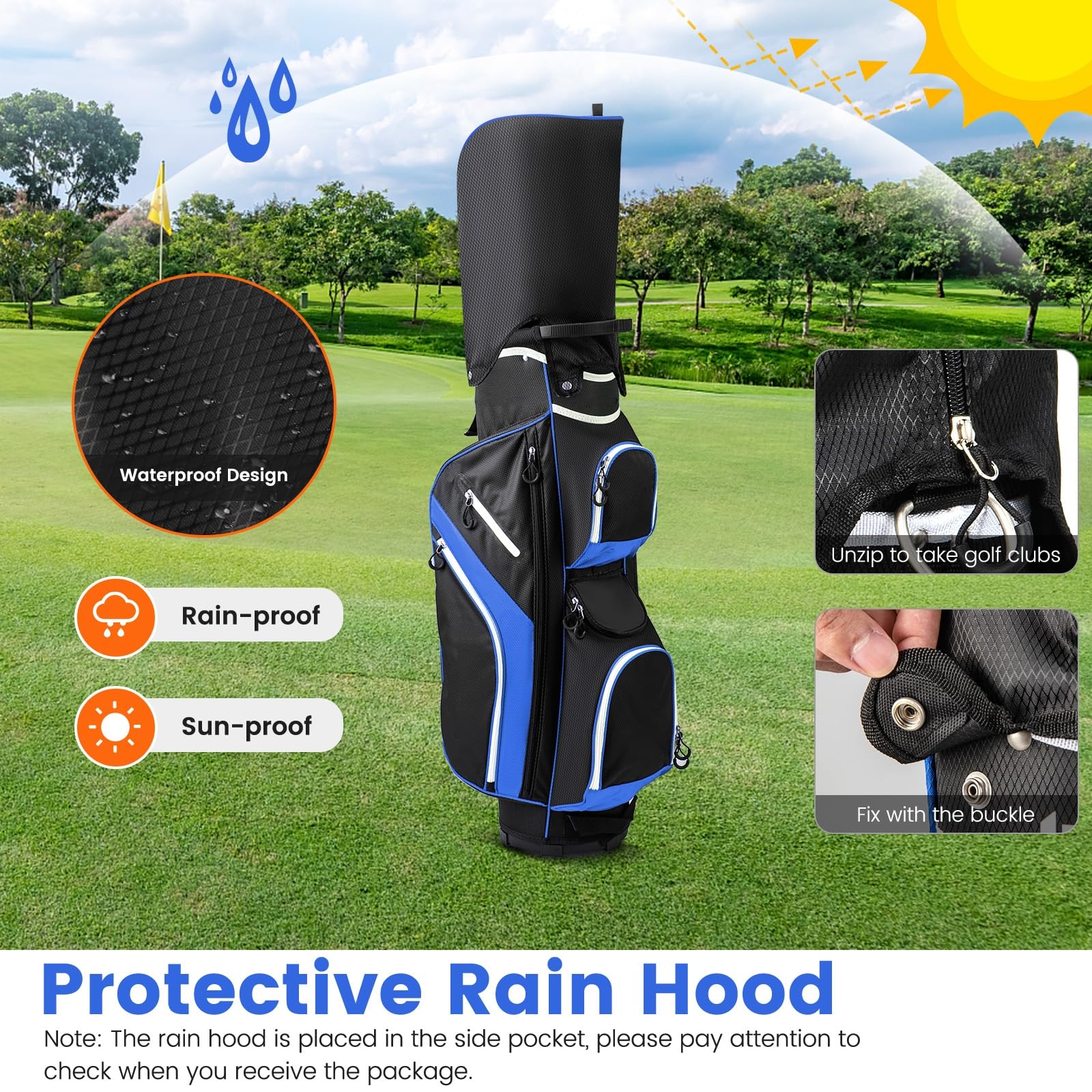 LIFEZEAL Sacca Golf, Travel Bag, Custodia a 14 Scomparti, Borsa Golf a Spalla, Leggera, Impermeabile, Portatile, con Cinghia, Portabicchierie, 9 Sacchi, Borsa Termica, Portaombrello