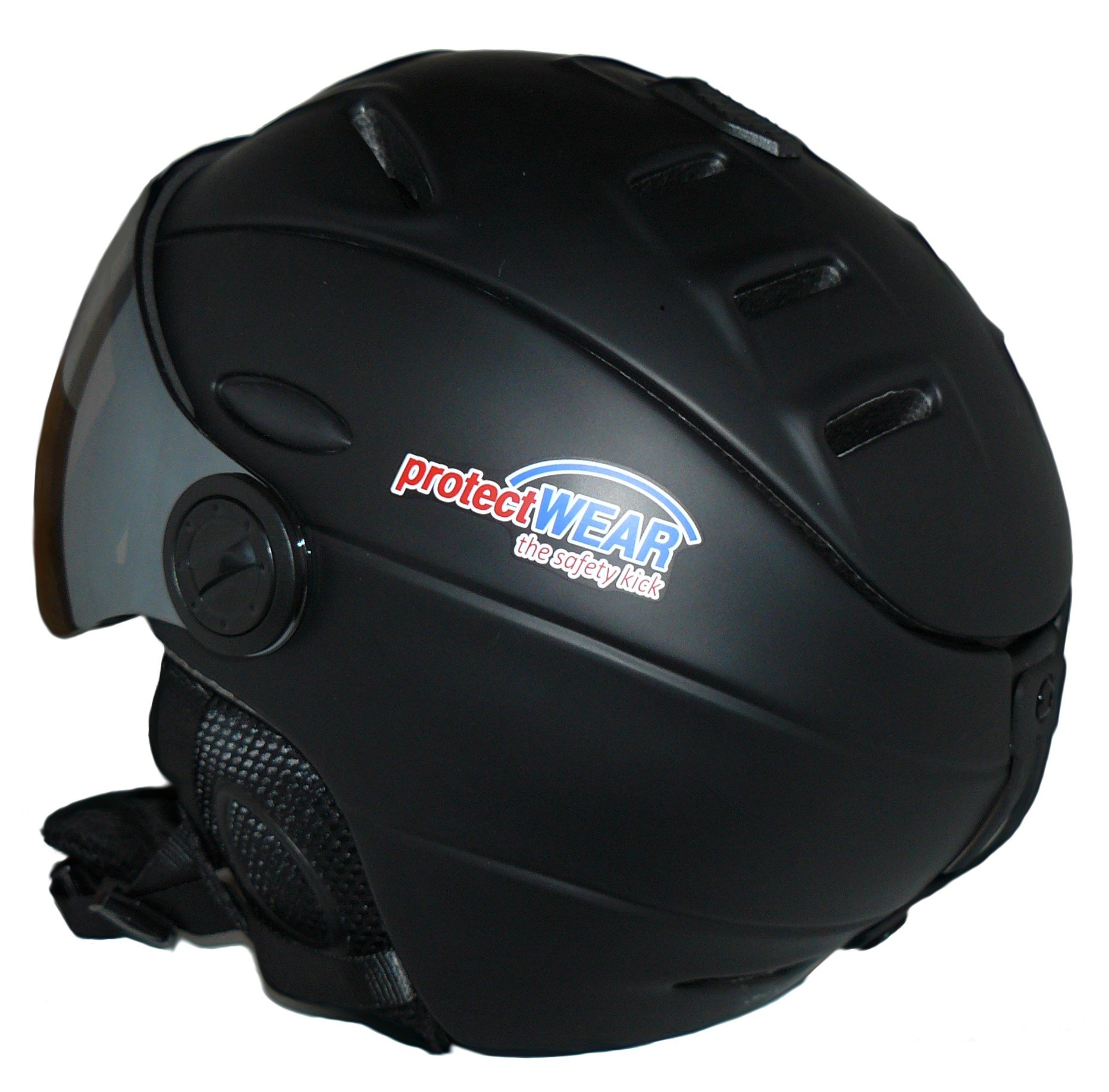 Kask narciarski MS95 czarny matowy z dwoma wizjerami składany