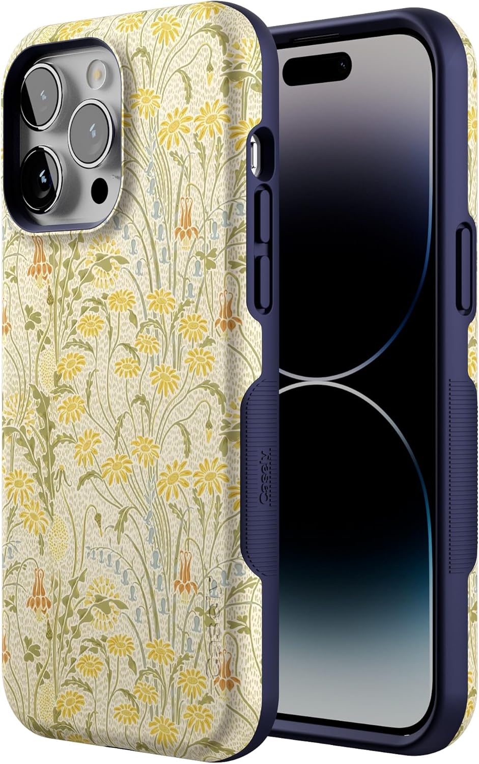 Casely iPhone 14 Pro Max Case | Boho Blooms | Golden Floral | Bold Protective Design | Compatible with MagSafe