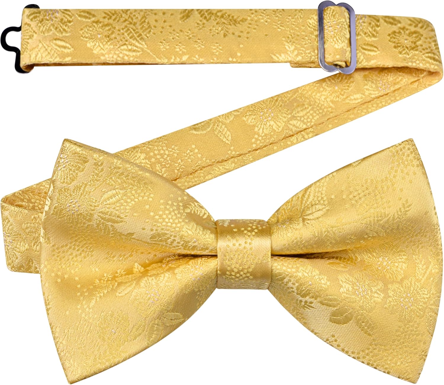 GUSLESON Mens Floral Bow Tie Handkerchief Jacquard Woven Adjustable Pre-Tied Bowties Pocket Square Cufflinks Set - Image 3