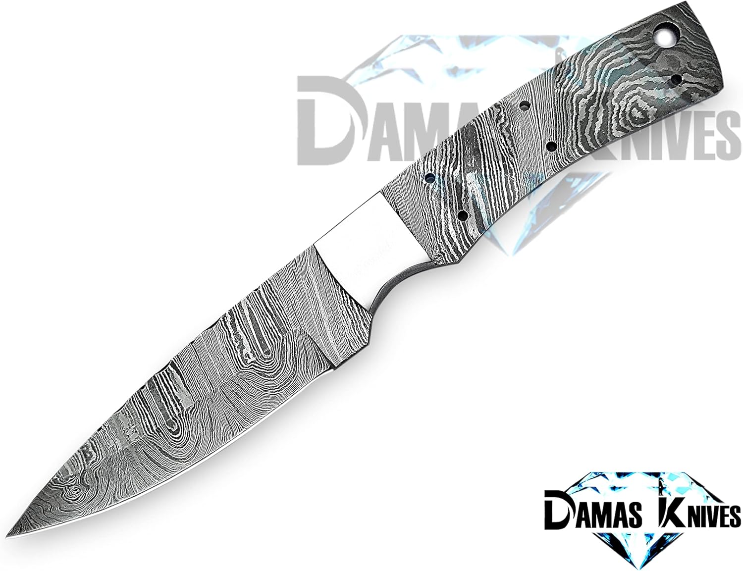Custom Handmade Damascus Steel Blank Blade for Knife Making With Steel Bolster HB 25
