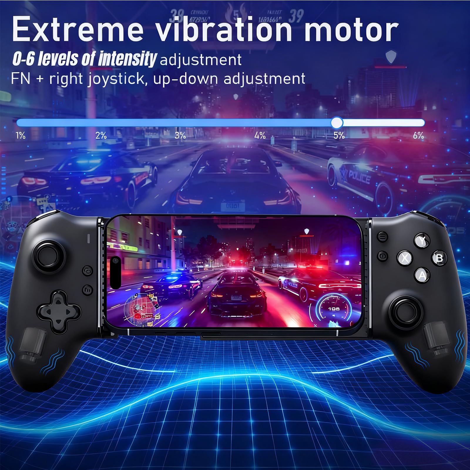 Shiptree Controller telefono per Android/iPhone, controller per smartphone con controller effetto Hall, vibrazione, Bluetooth, pulsanti semi-meccanici, USB-C, compatibile con Xbox, Minecraft, nero
