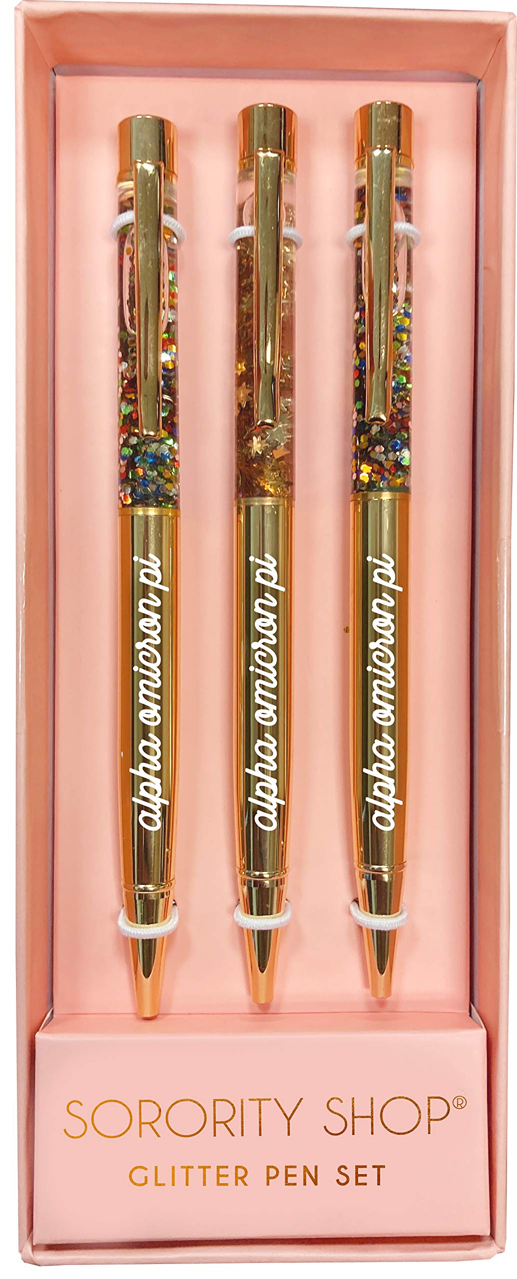 Alpha Omicron Pi Sorority Glitter Pen Set