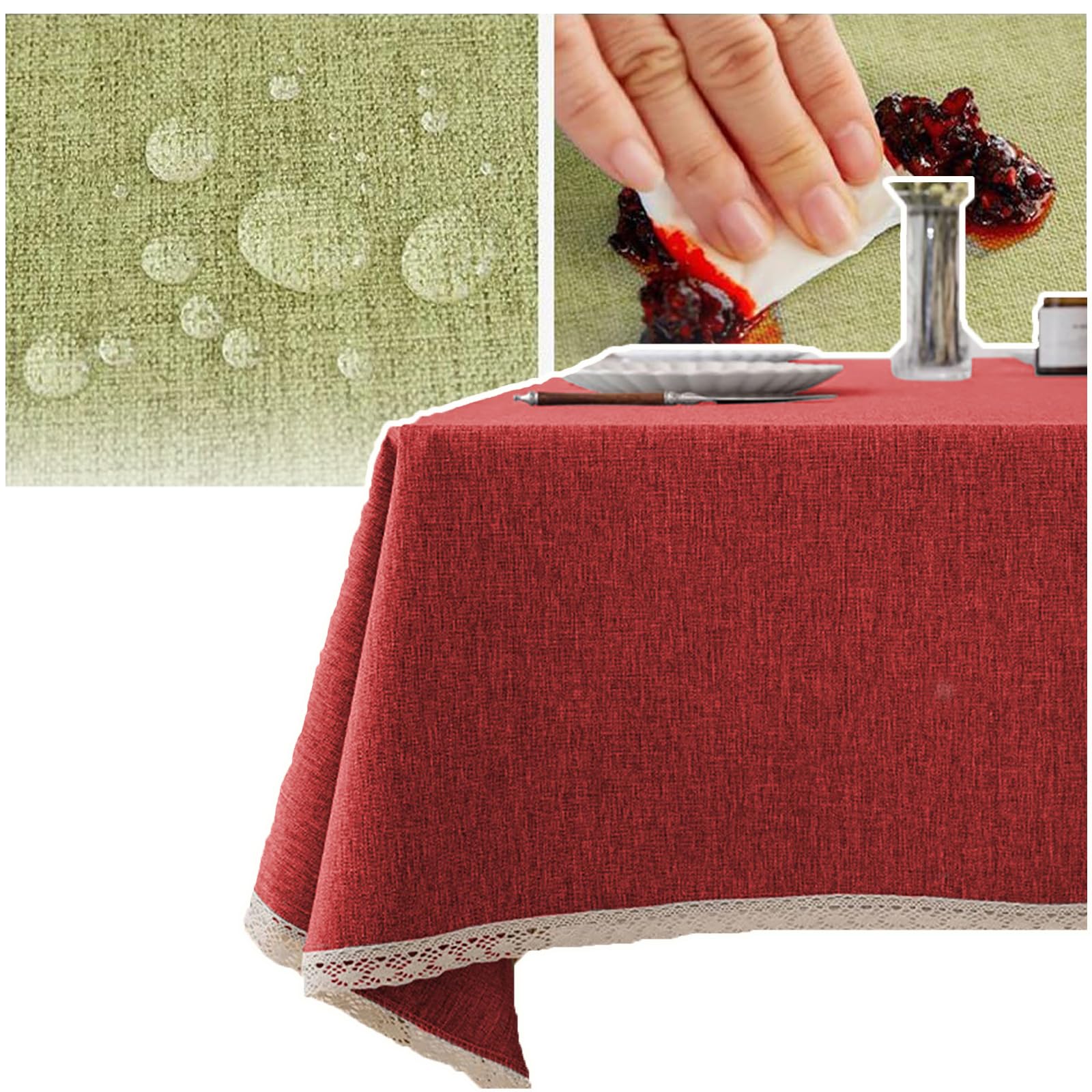 Nappe imperméable essuyable et anti-huile en tissu épais aspect lin 140 x 200 cm