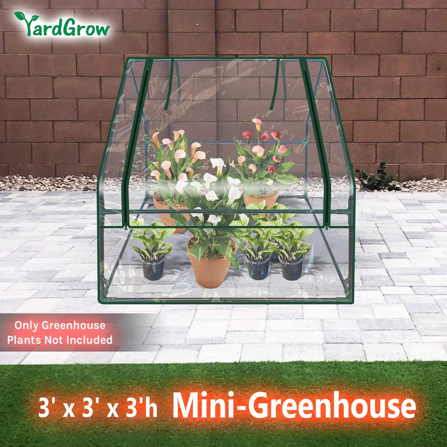 Yardgrow Portable Mini Greenhouse Gardening Flower House Plants Yard Hot Herb (PVC Cover) (3'X3'X3' H)