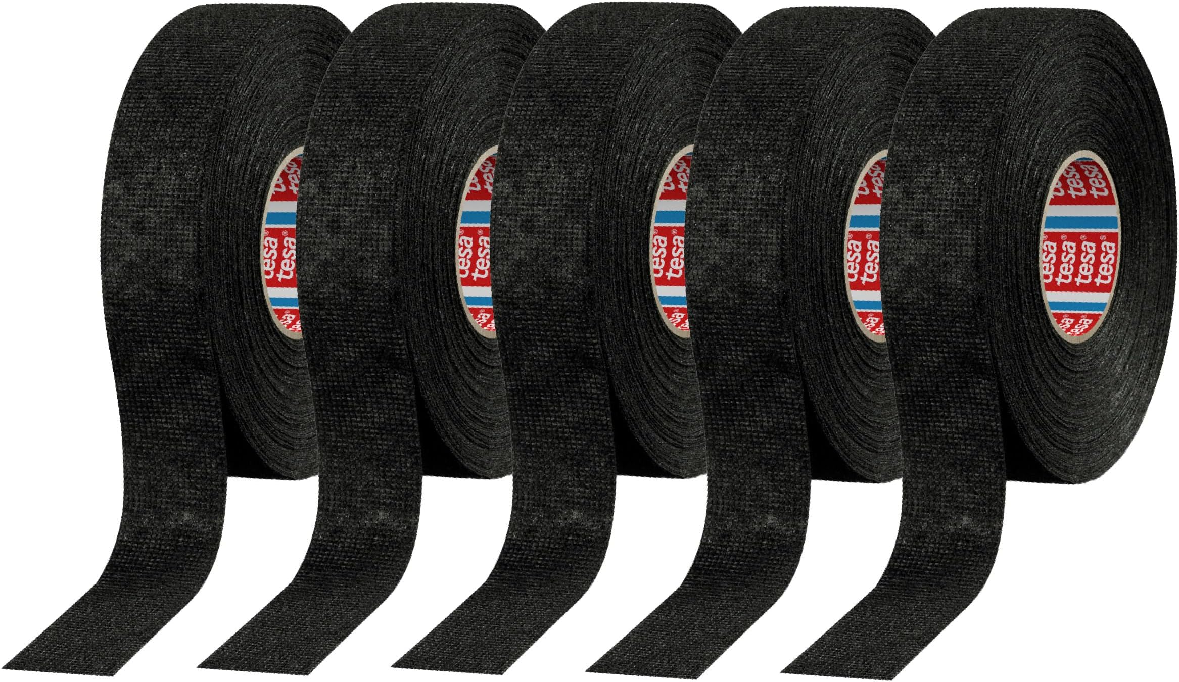 51608, 15m X 19mm Adhesive Wiring Loom Cloth Tape Original Isoband 5 Pcs Pack- black