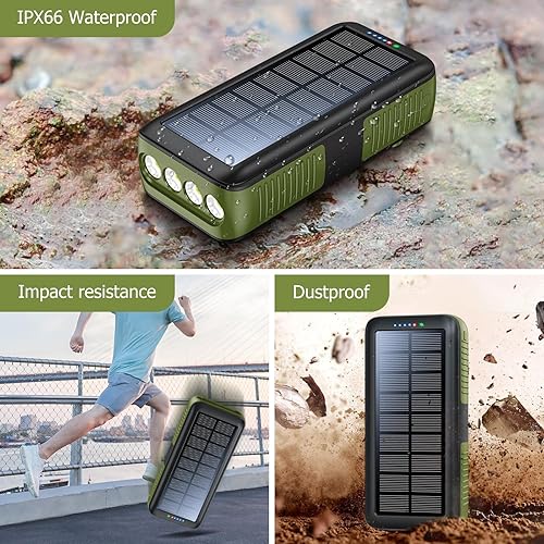 Miniatura 6 de Cargador solar de 63200 mAh, cargador portátil con salidas dobles y entradas duales, 4 linternas LED, batería de carga rápida para equipo de