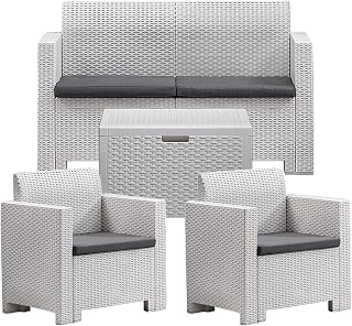 BICA 9067 Set Nebraska Salottino 4 Posti, Bianco, 281 x 155 x 79 cm
