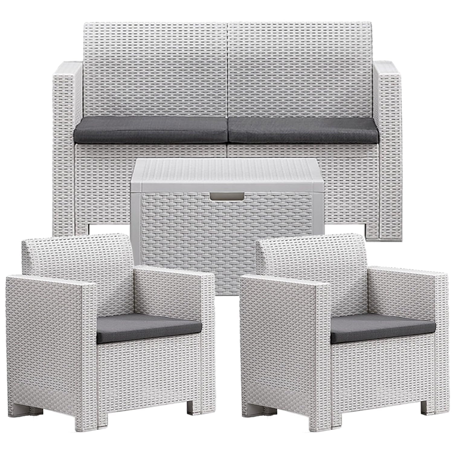 BICA Gartenmöbel Set Nebraska 2, Lounge 4 Plätze, Weiß, Rattan Design