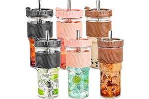 Bubbly Delight: Reusable Glass Boba Tumbler Set for Refreshing Tea Time