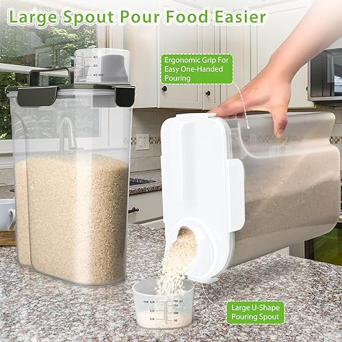 Miniatura 3 de Recipiente de almacenamiento de arroz, dispensador hermético de alimentos secos de 5 a 10 libras, recipiente de comida para mascotas, perros y
