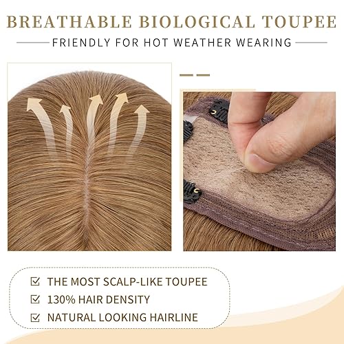 Miniatura 35 de Hairro 100% Real Human Hair Toppers for Women No Bang, Clip in Real Hairpieces, Breathable Silk Base for Covering Greyish Thinning Hair Loss on Top