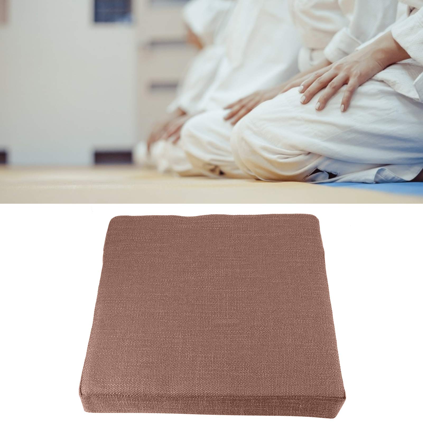 Tappetino da meditazione, cuscino estraibile, ispessito per pavimento, yoga, cerimonia del tè, decorazione delle finestre, meditazione, (lino quadrato marrone)