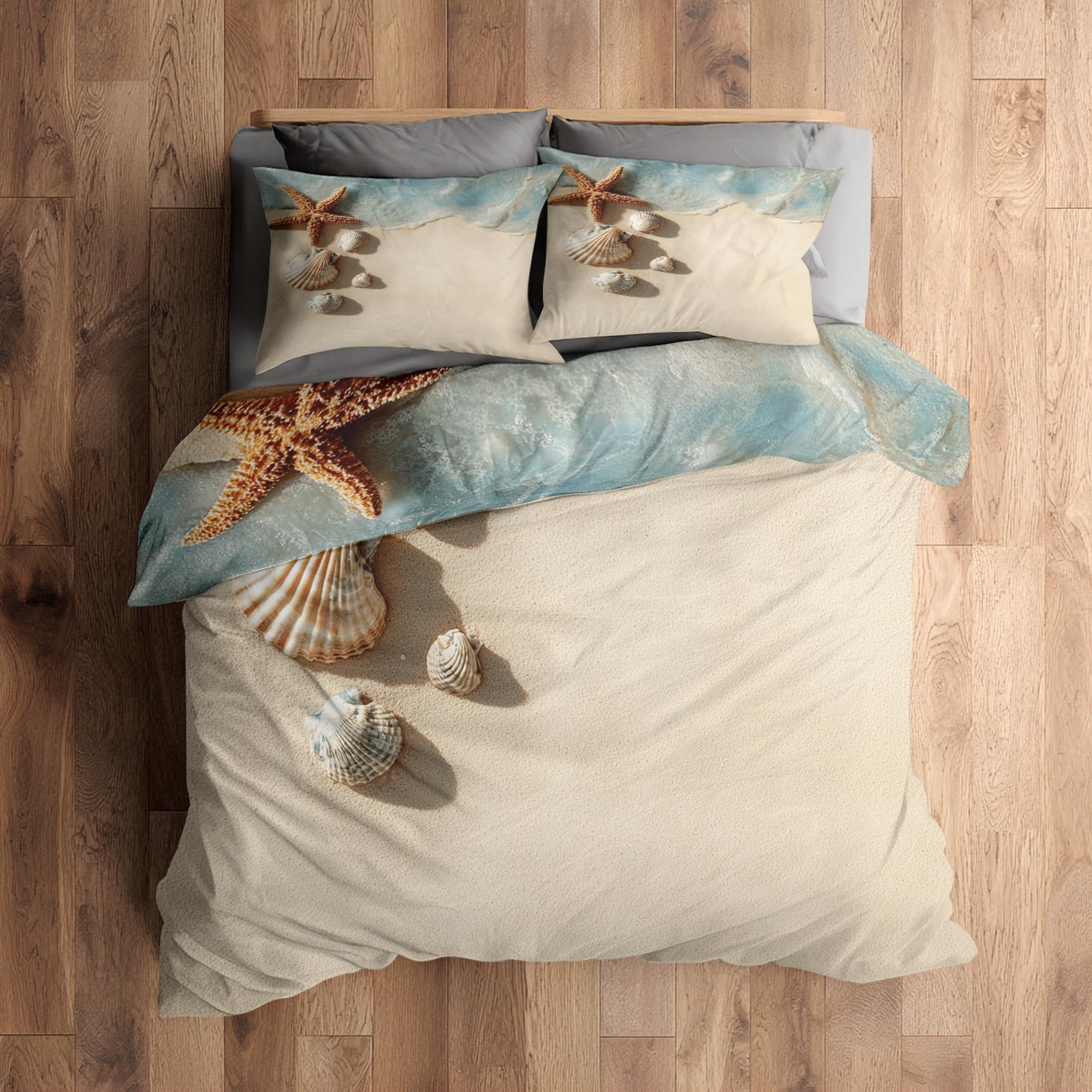 Housse de couette zippée 220x240 plage en microfibre pour un entretien simple sans repassage