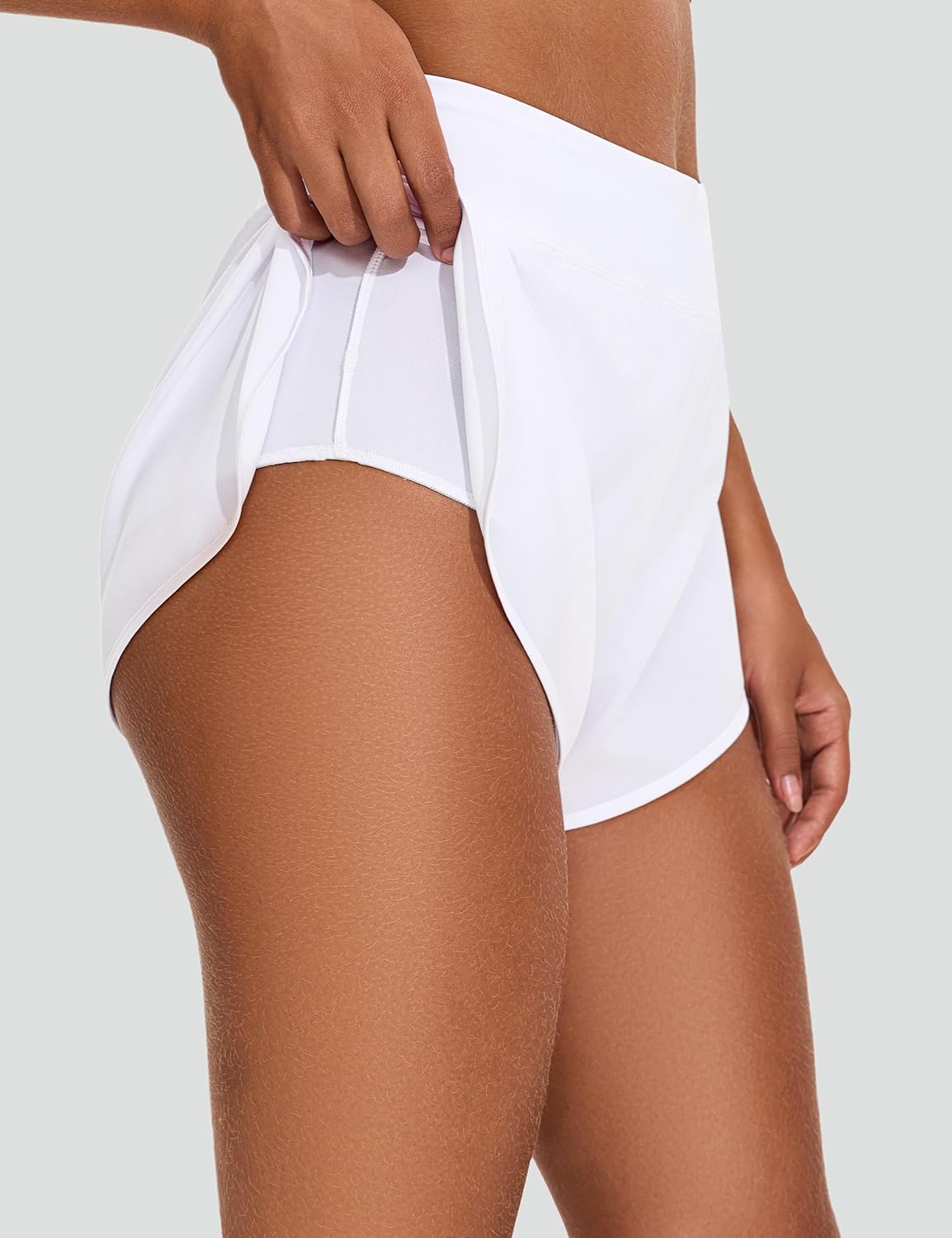 EZRUN Women's 3" Athletic Running Shorts High Waisted Split Dolphin Shorts Comfy Mesh Liner for Gym Workout Track - Image 3