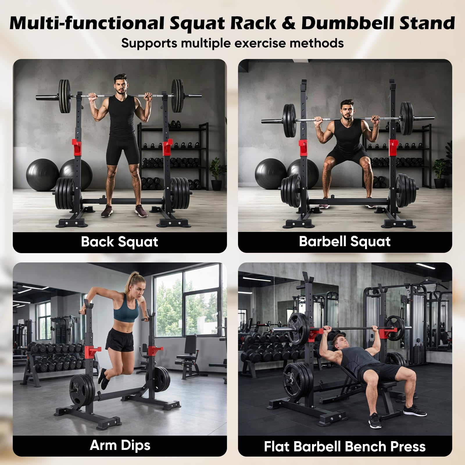 Supporto regolabile per squat e manubri, 12 livelli, 300 kg, per casa