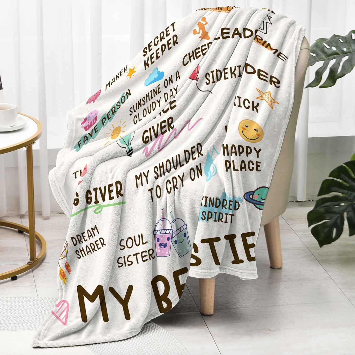 Best Friend Birthday Gifts for Women, Bestie Gift for Women, Friendship Gift for Woman, BFF - Galentines Day Gifts, Valentines Day Gifts for Friends, Best Friend Blanket 60"x 50"- White - Image 5