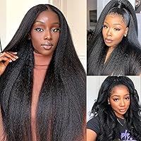Vista 9 de ZIYU Peluca de cabello humano lacio tipo afro, pelucas de cabello humano lacio Yaki sin pegamento, línea de cabello prearrancado con abuelitos
