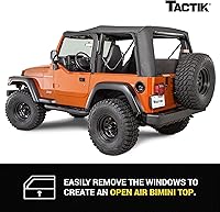 Vista 6 de TACTIK Solo Tejido de Reemplazo de Techo Blando - Se Ajusta a Jeep Wrangler TJ 1997-2006 - Techo Blando de Tejido a Medida con Ventana Lateral