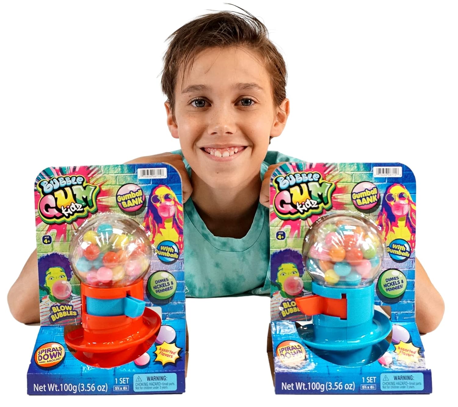 JA-RU Spiral Gumball Machine Toy (1 Gumball Machine) Classic Plastic Coin Bank for Kids. Bubble Gum & Candy Dispenser Vending Machine Toy. Table & Office Desk Decoration Birthday Party Favor. 6715-1