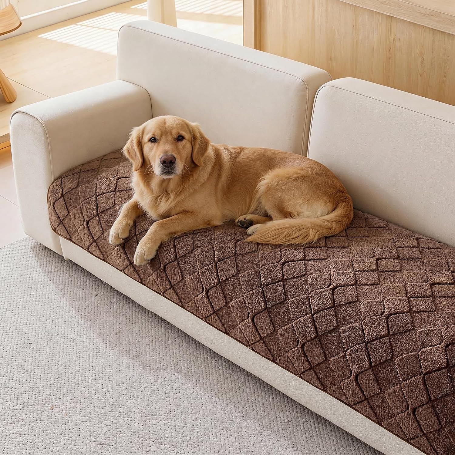 Couch Cover for Dogs Pet Couch Cover for Sofa Washable Dog Sofa Covers Couch Protector for Cushion Fuzzy Non Slip Couch Slipcover for Pets, Dogs (Dark Coffee2,1 PC/35.4x70.9in)