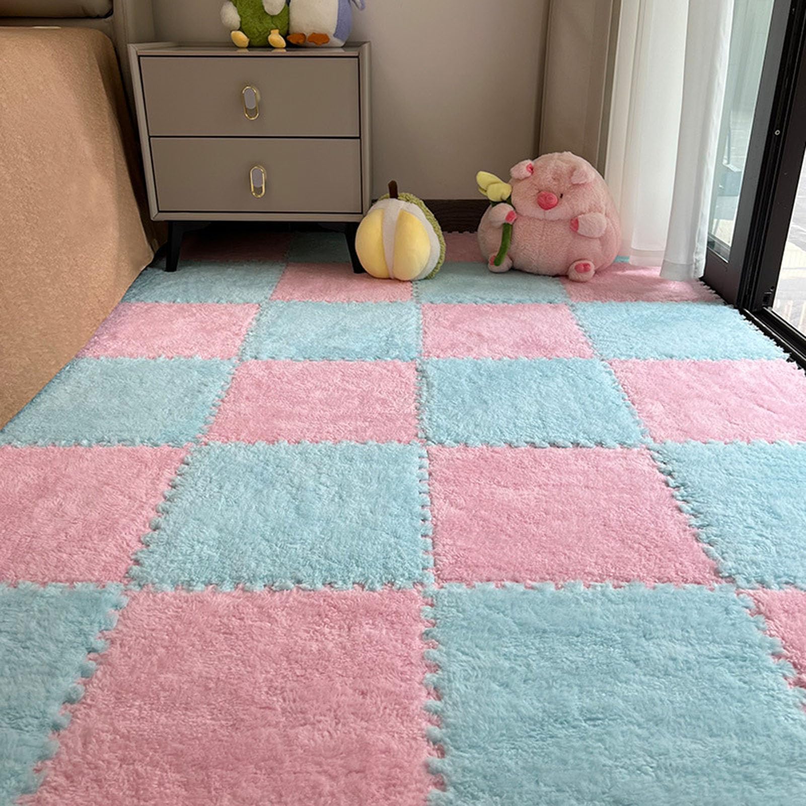 tappetini in schiuma, Tappetino in schiuma ad incastro 12x12 pollici multicolore, confezione da 60(Grey+yellow,THK：0.39in)