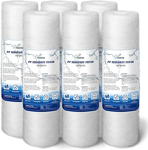 BLUERISE Filtro de agua de 5 micrones de 10 x 2.5 pulgadas de repuesto para sedimentos para toda la casa, filtro de agua para el hogar, filtro de