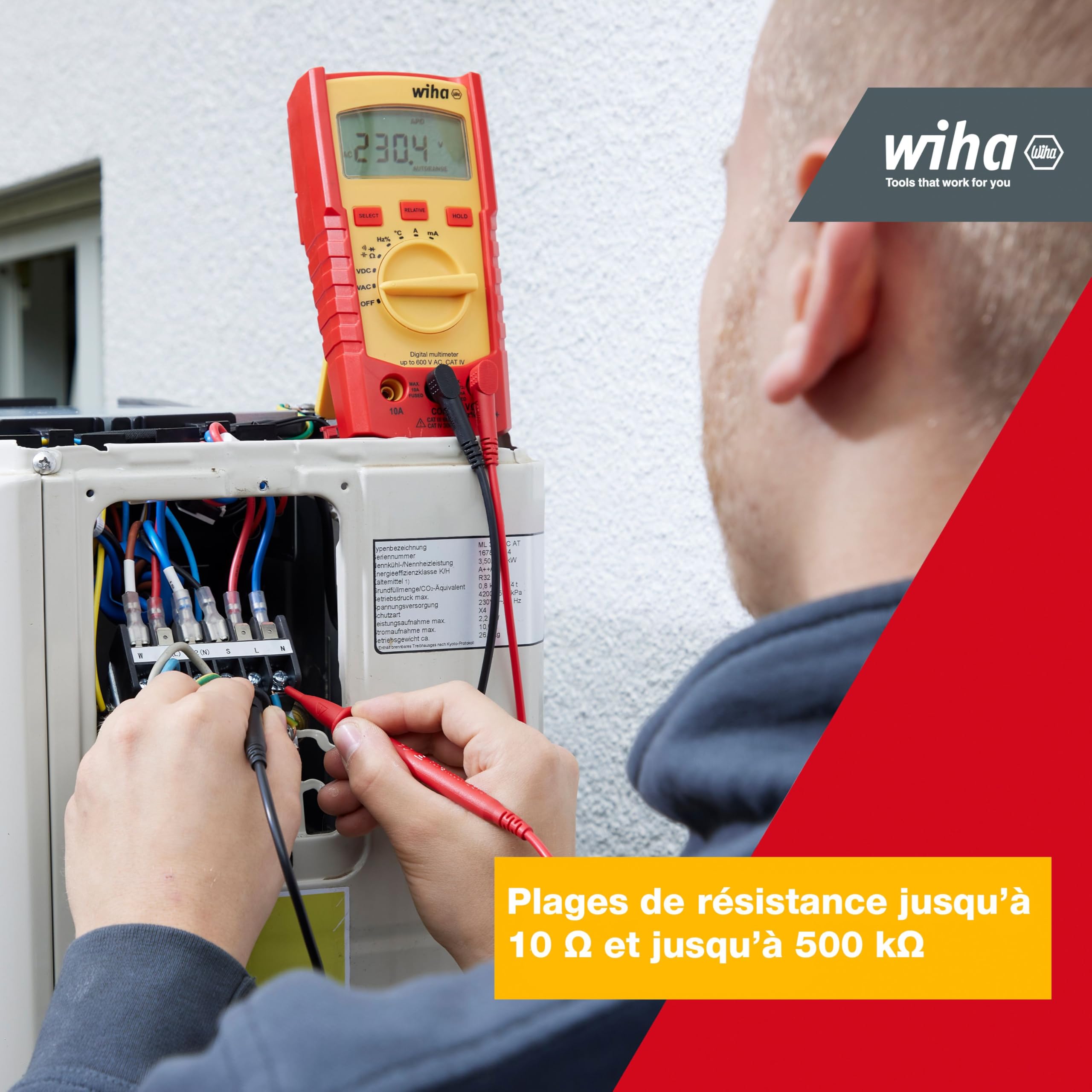WIHA WERKZEUGE GMBH Multímetro digital hasta 600 V AC, CAT IV incl. 2x AAA batteries - SB 255-41 digital multimeter 600V AC