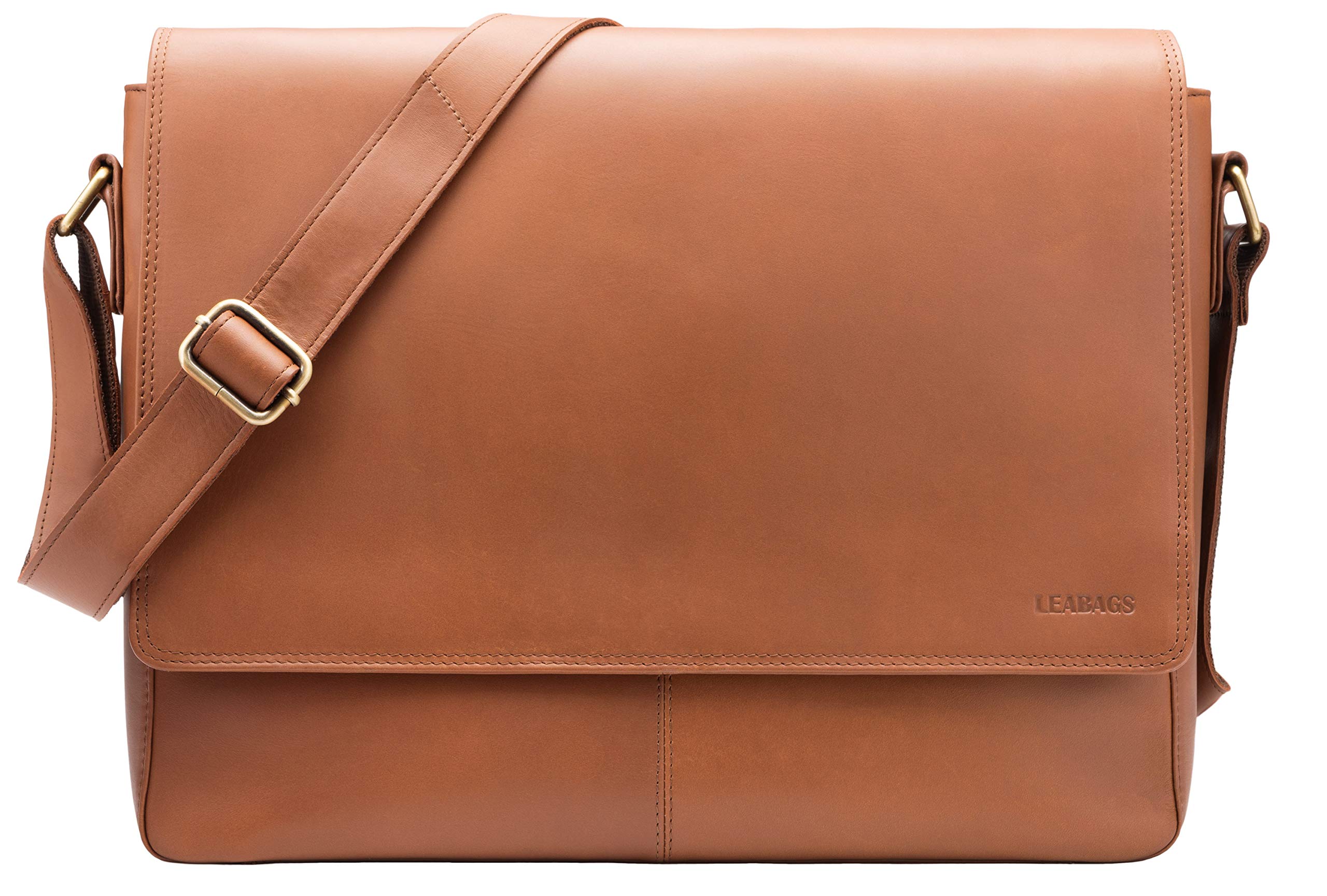 LEABAGS Oxford - Messenger Bag Briefcase Laptop Bag 13 Inch Genuine Leather - Cayenne