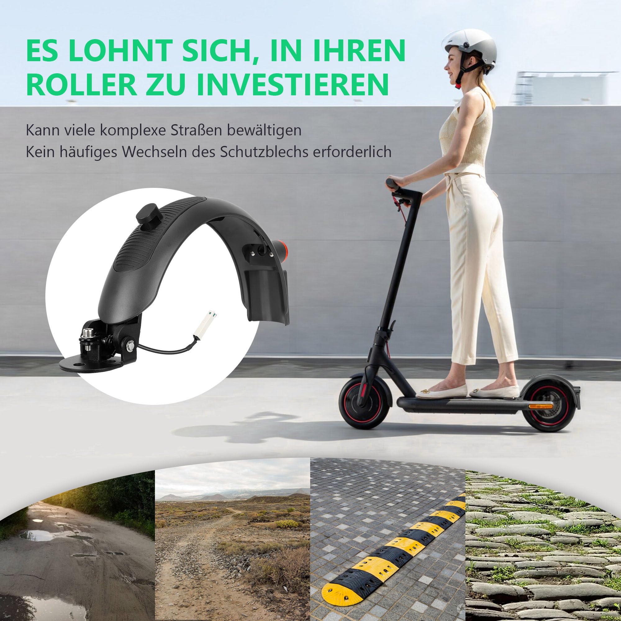 Satgoo Metall E Scooter Schutzblech Hinten für Xiaomi Pro 2, Schutzblech für 1S, E Scooter Kotflügel für M365/Pro/Essential/Mi 3, Hinterer Kotflügel für Xiaomi Scooter, Zubehör für Xiaomi Sport & Freizeit