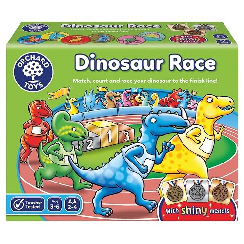 Orchard Toys Dinosaur Race Game, Fun Board Game for Children Age 3-6, Perfect For Dinosaur Fans and all the family, Educational Toy