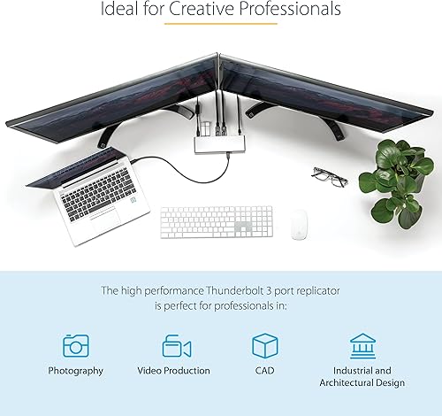 Miniatura 6 de StarTech.com Thunderbolt 3 Dock - Estación de acoplamiento para portátil TB3 con monitor dual 4K 60Hz TB3 con DisplayPort, HDMI y VGA de 1080p,