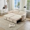 Su & Chan Legence Pull Out Sofa Bed 3 in 1, Convertible 3 Seater Sofa Bed with Adjustable Backrest, Cup Holders and Storage Pockets, Space Saving Couch Chaise Lounge, 207cm, Beige