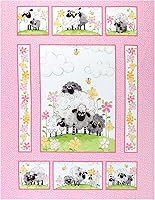 Susybee Lal the Lamb Pink Quilt Panel Fabric 36x44 - Ideal for Quilting, Apparel & Home Décor