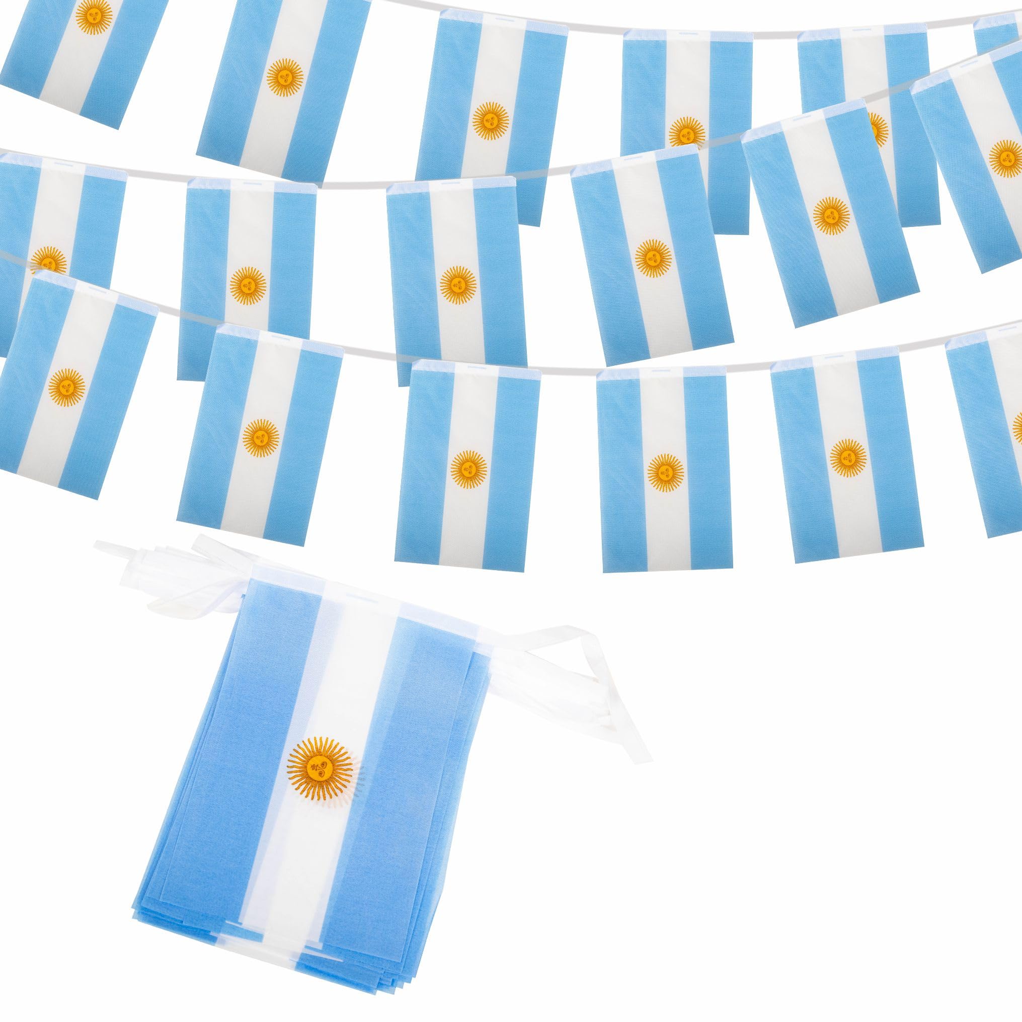 10m Argentina Flag Polyester Bunting Banner with 30pcs Flags for 2026 World Cup Party Decorations, 14 x 21 cm Rectangle Argentina String Flags for football fans Game Day National Day Pub Party Decor — image 1