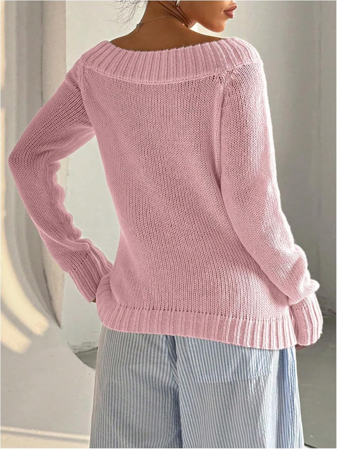 SOLY HUX Women's Off The Shoulder Sweater Boat Neck Knit Top Pullover Fall Clothes - Image 2