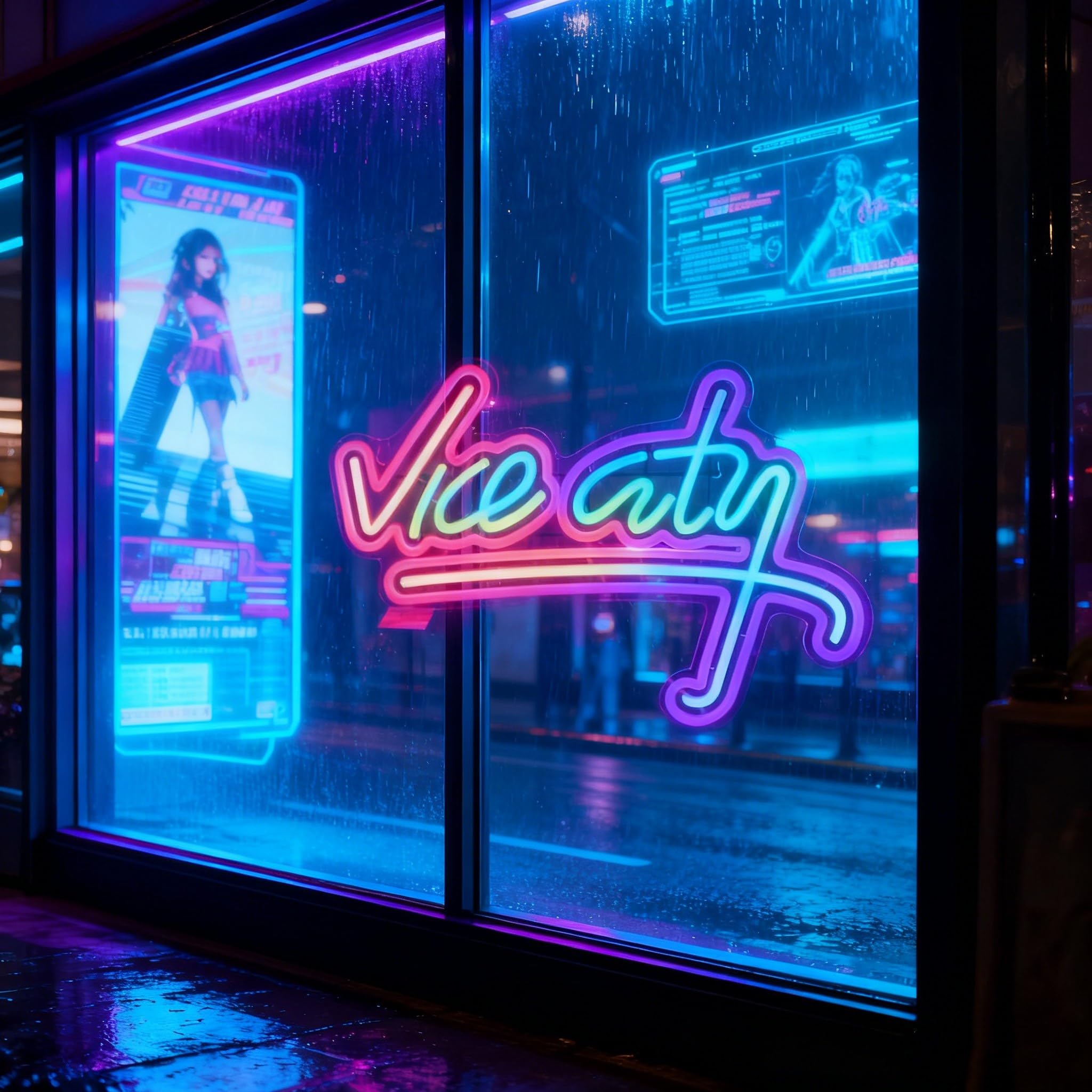 Wielokolorowy neon RGB Vice City jest zasilany przez zmianę kolorów USB, tryby przewijania i migania, pilot zdalnego sterowania do dekoracji domu, na wesela, spotkania