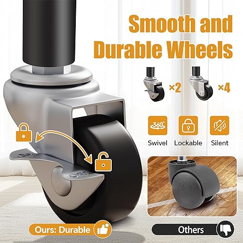 Miniatura 4 de H9 Perchero para Ropa con Cubierta, Perchero Resistente para Colgar Ropa, Armario Portátil con Ruedas, Armario con Estantes Ajustables, Estante