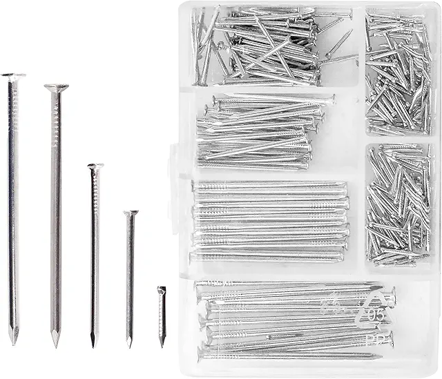 250 Assorted Flat Head Frame Nails for Wood, DIY, and Home Décor