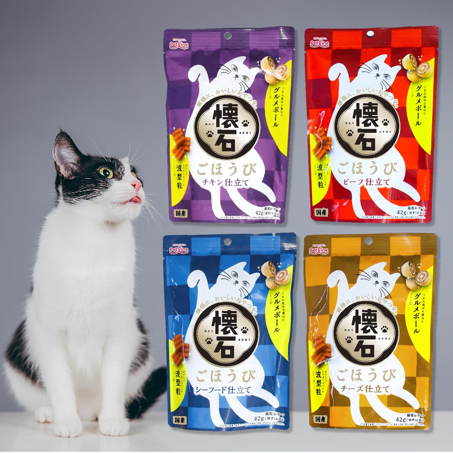 Amazon.co.jp: ペットライン ねこ福 猫用おやつ 4種セット
