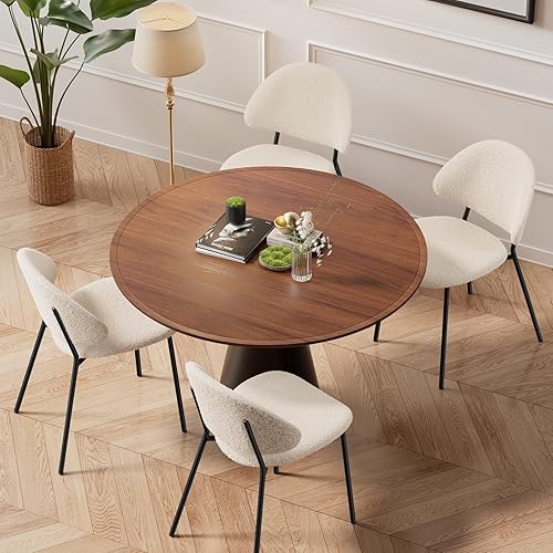 Miniatura 5 de Warmiehomy Juego de 4 sillas de comedor modernas de mediados de siglo, silla de comedor Boucle, cómoda silla de cocina acolchada con patas de metal