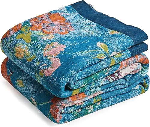 Miniatura 16 de Manta de arrullo Boho - 50"x60" 100% algodón ultra suave y ligera, manta de otoño de 4 capas transpirable, mantas de muselina para cama y sofá,