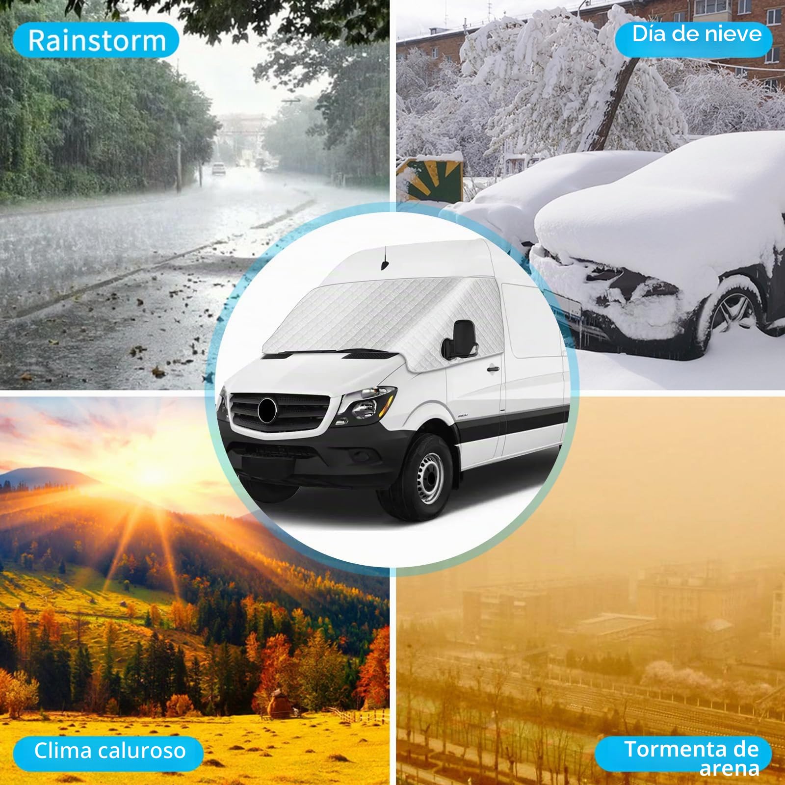 Protector Parabrisas Hielo para Mercedes-Benz Sprinter NCV3 2006-2018, Cubierta de Parabrisas Funda Parabrisa Delantero Coche Protege de Nieve, Escarcha, UV