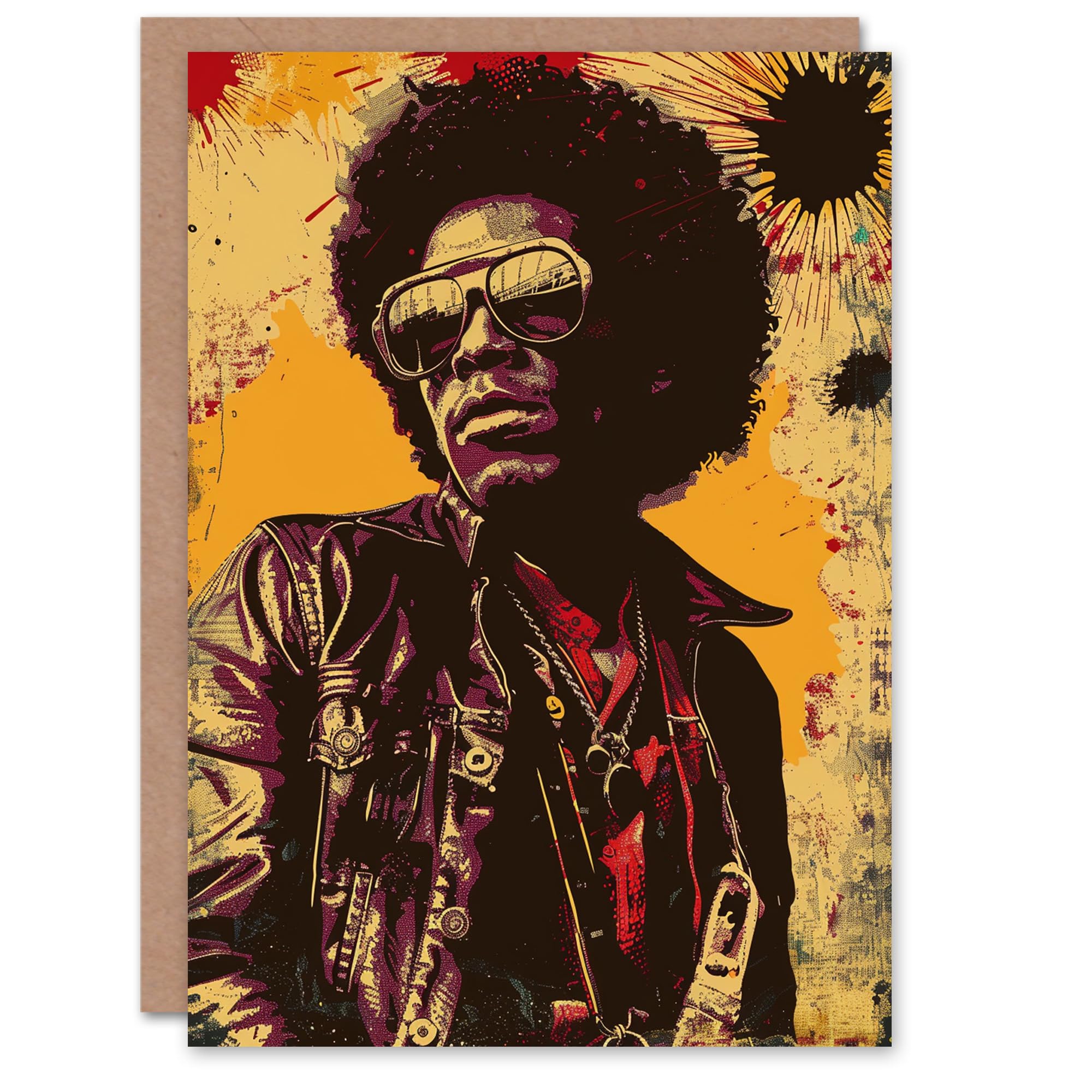 Artery8 California Soul Music Funk Conceptual Portrait Blank For Him Or Her Art Birthday Card