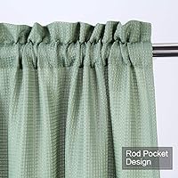 Vista 17 de NANAN Tier Curtains for Kitchen 24 Inch, Waffle Weave Textured Tailored Short Curtains for Bathroom Waterproof Window Covering Kitchen Cafe Curtains