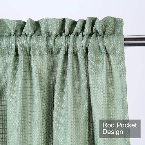 Miniatura 17 de NANAN Tier Curtains for Kitchen 24 Inch, Waffle Weave Textured Tailored Short Curtains for Bathroom Waterproof Window Covering Kitchen Cafe Curtains