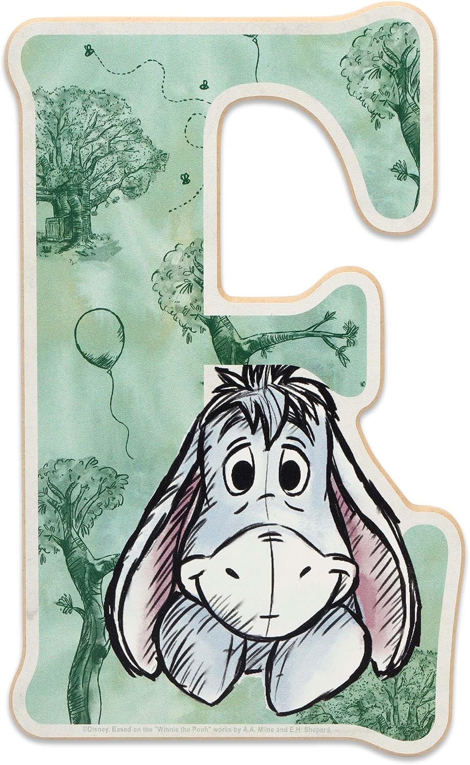 Disney Winnie the Pooh Letter E Wood Wall Decor - Adorable Eeyore Alphabet Initial for Nursery