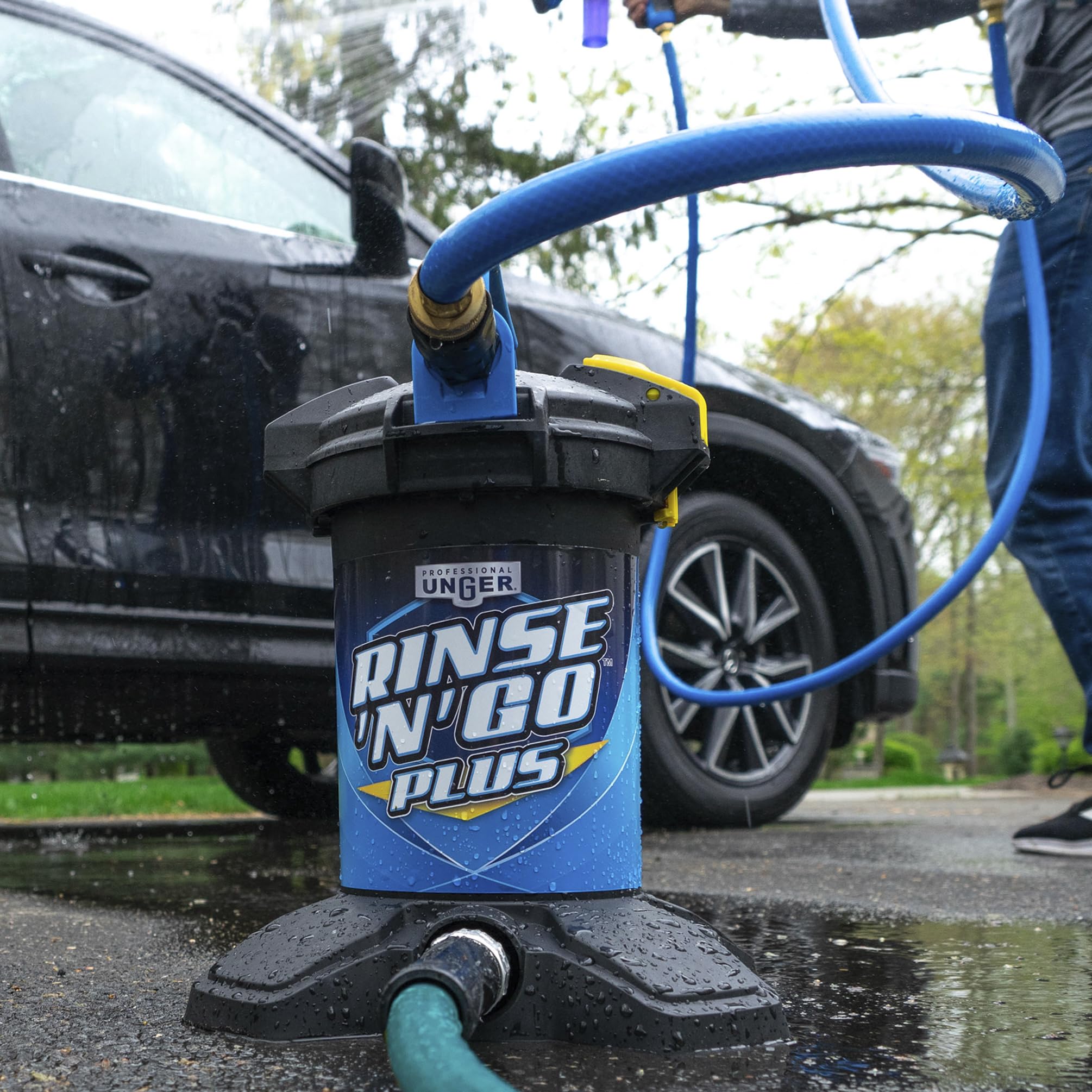 Unger Rinse 'n Go Plus Système de lavage de voiture sans tache – Kit de nettoyage de voiture déionisant, ensemble de détails de voiture portable pour voitures, camping-cars, motos, panneaux solaires