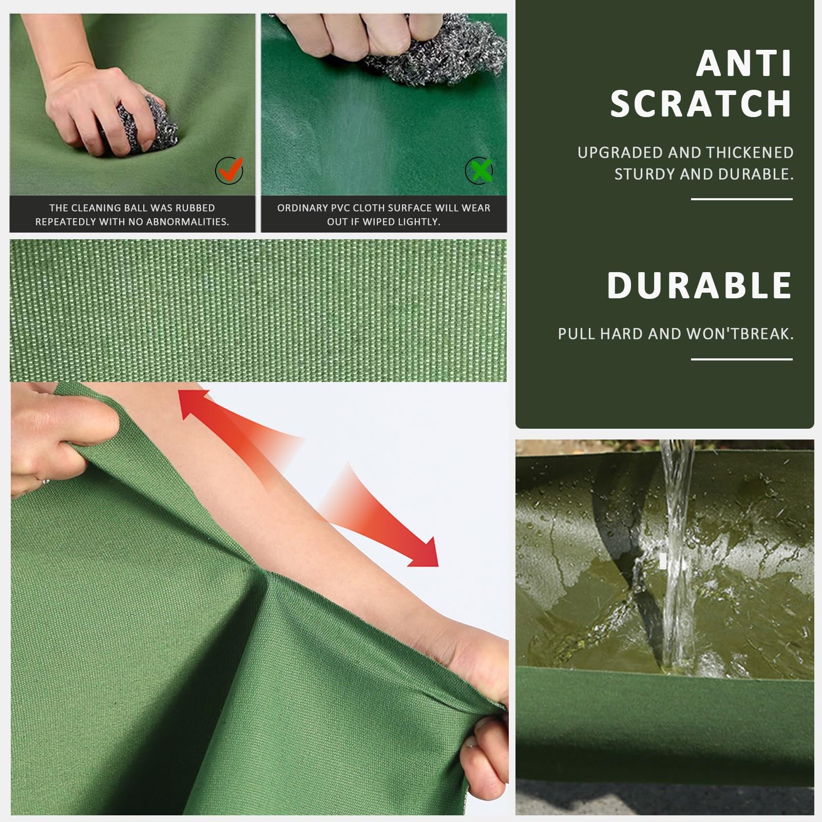 Telo di copertura in tela cerata verde resistente impermeabile con occhielli in alluminio, teli di fondo per tenda da giardino da campeggio all'aperto, 600 g/m² crittografato e ispessito(Size:1.8x1.8m